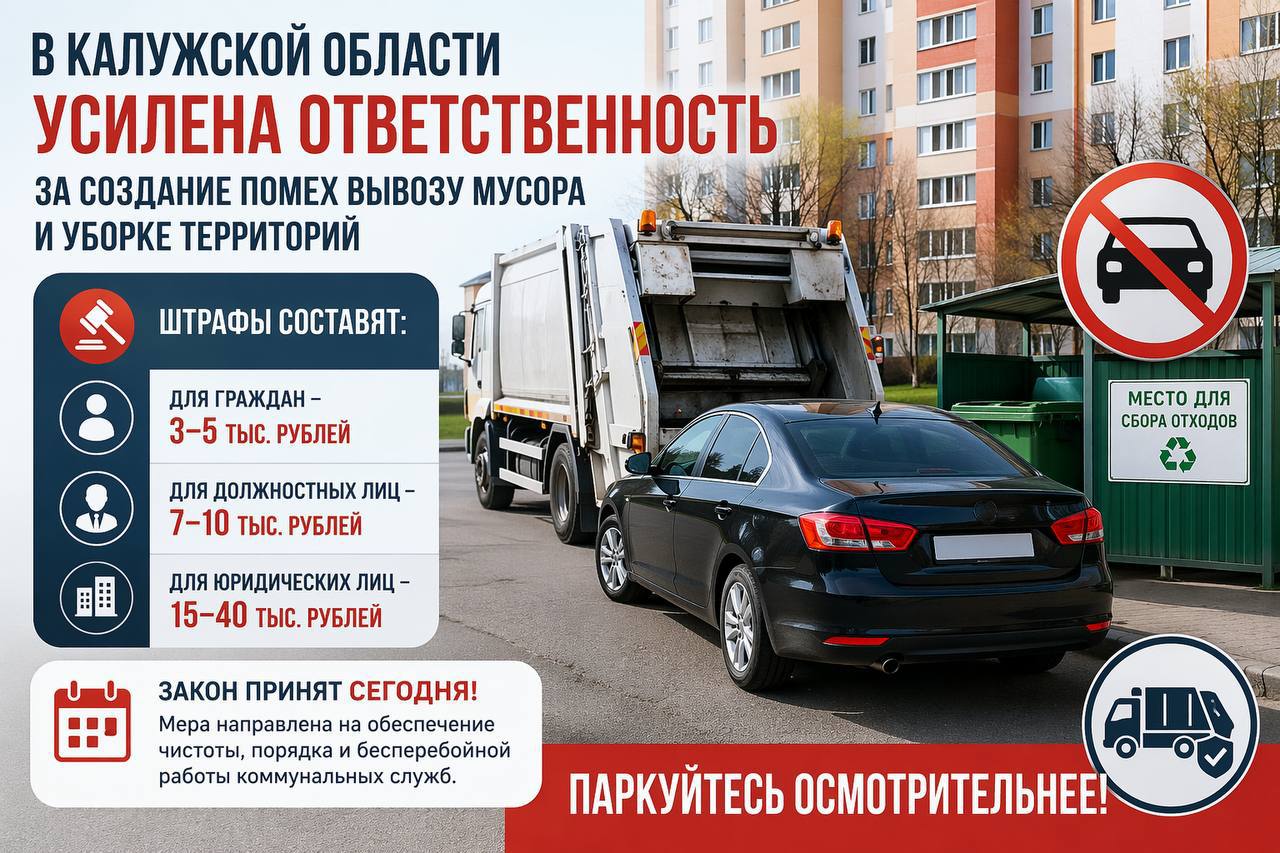 В Калужской области ужесточили штрафы за парковку возле контейнерных площадок, препятствующую выв...